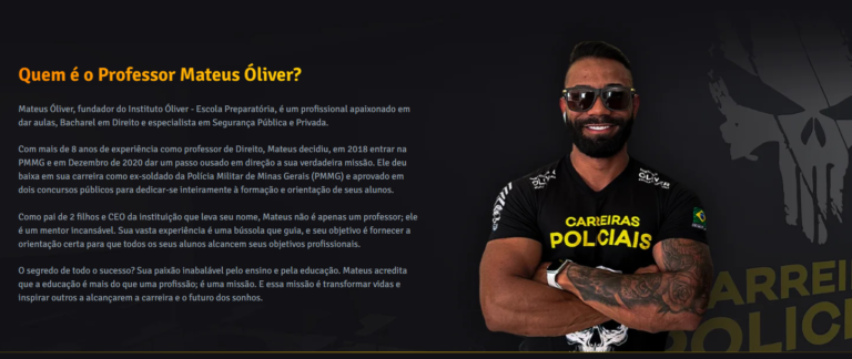 Professor Mateus Óliver, fundador do Instituto Óliver – Escola Preparatória