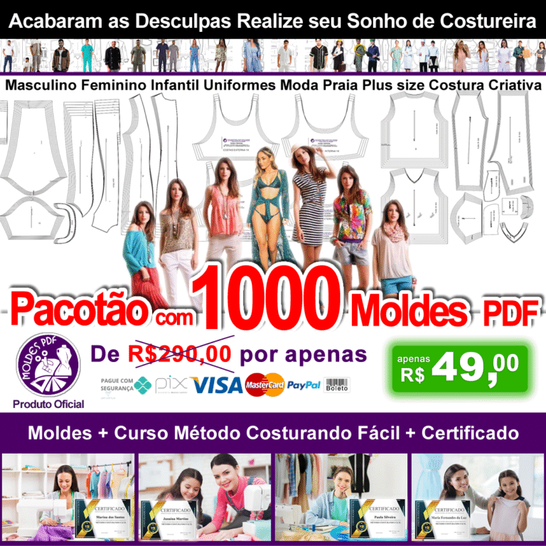 Pacote de 1000 Moldes Digitais em PDF: Vale a pena para costureiras?