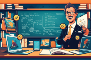 Imagem promocional da Academia de Português do Prof. Álvaro Ferreira, mostrando professor, quadro com regras gramaticais e ícones de concursos, simbolizando curso completo de gramática e escrita para concurseiros.