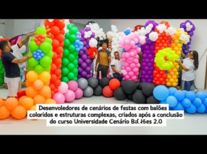 Decoração de Festas com Balões: O Poder da Universidade Cenário Balões 2.0 1 Foto de um cenário de festa com balões decorativos e estruturas de ferro