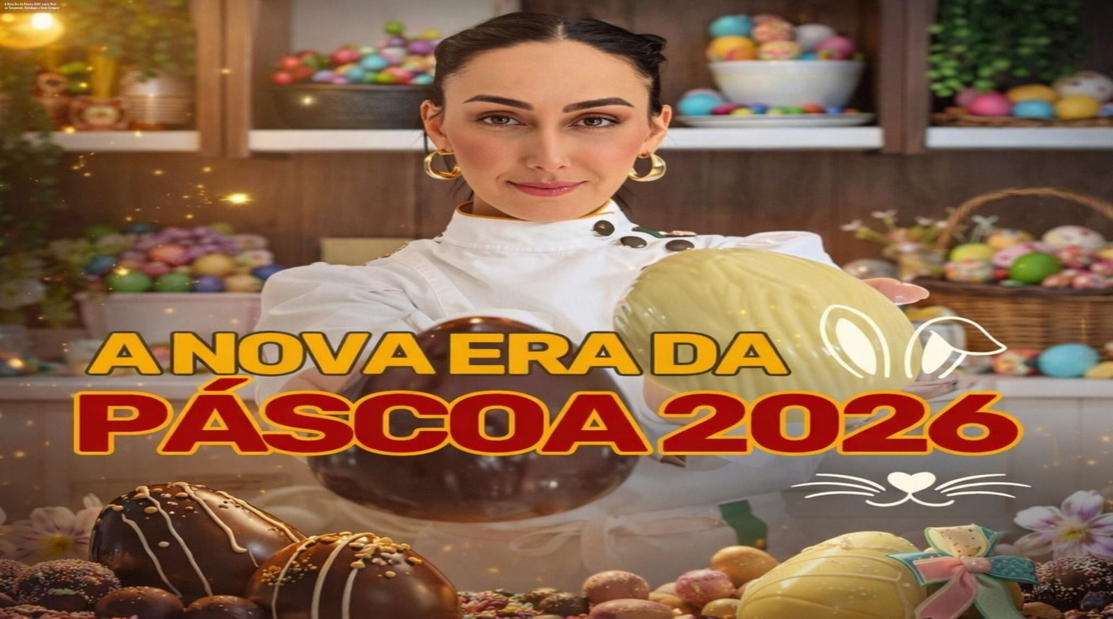 Marrara Bortoloti apresentando o curso A Nova Era da Páscoa 2026, mostrando como gerar lucro real com chocolates de Páscoa