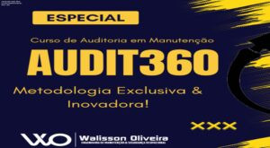Imagem do curso AUDIT360 mostrando checklist de auditoria de manutenção industrial