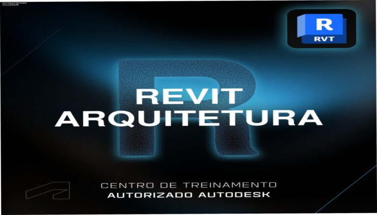 Axiom Formação em Revit Arquitetura: torne‑se especialista BIM 2 Imagem da formação em Revit Arquitetura da Axiom, mostrando certificado Autodesk ATC e telas do software BIM