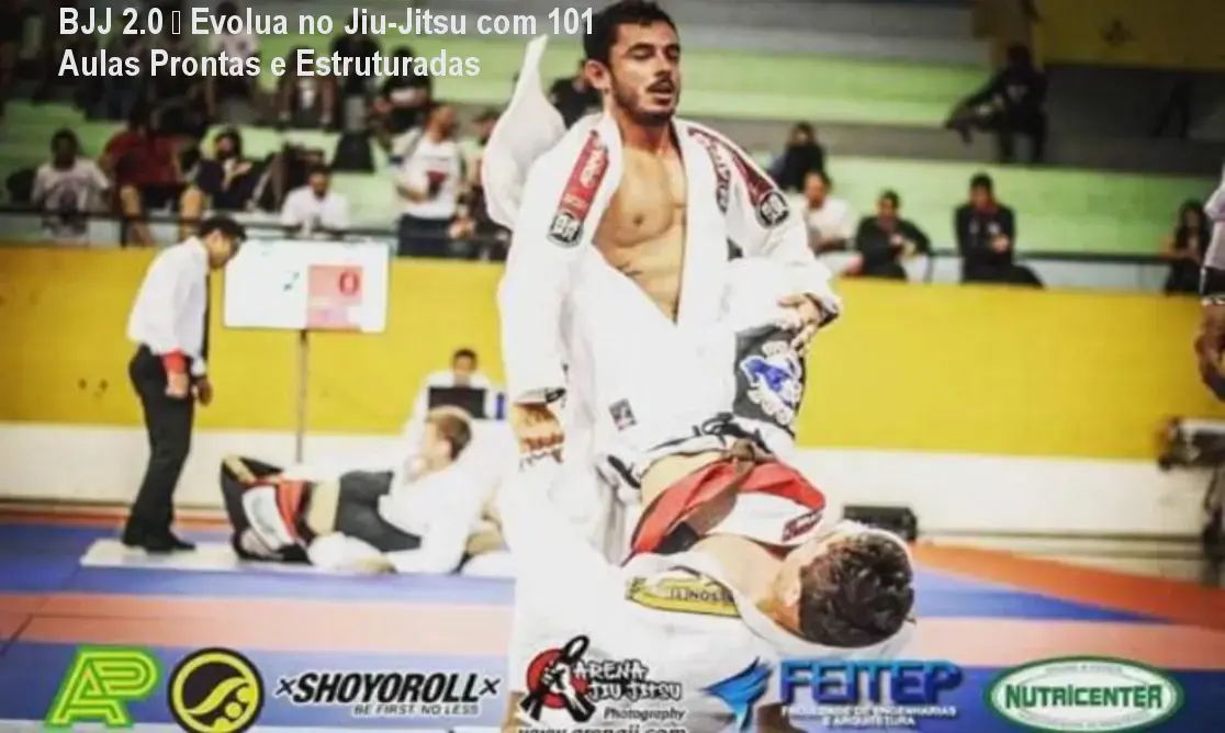 Treino de Jiu-Jitsu com BJJ 2.0 mostrando aula prática e evolução rápida