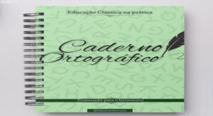 Capa do Caderno Ortográfico digital de Sabrina Cruz, mostrando exercícios de ortografia para crianças de 6 a 12 anos