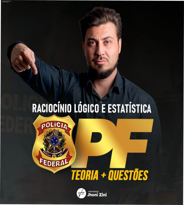 Capa do curso Jhoni Zini Raciocínio Lógico e Estatística para Polícia Federal com destaque para cupons e descontos