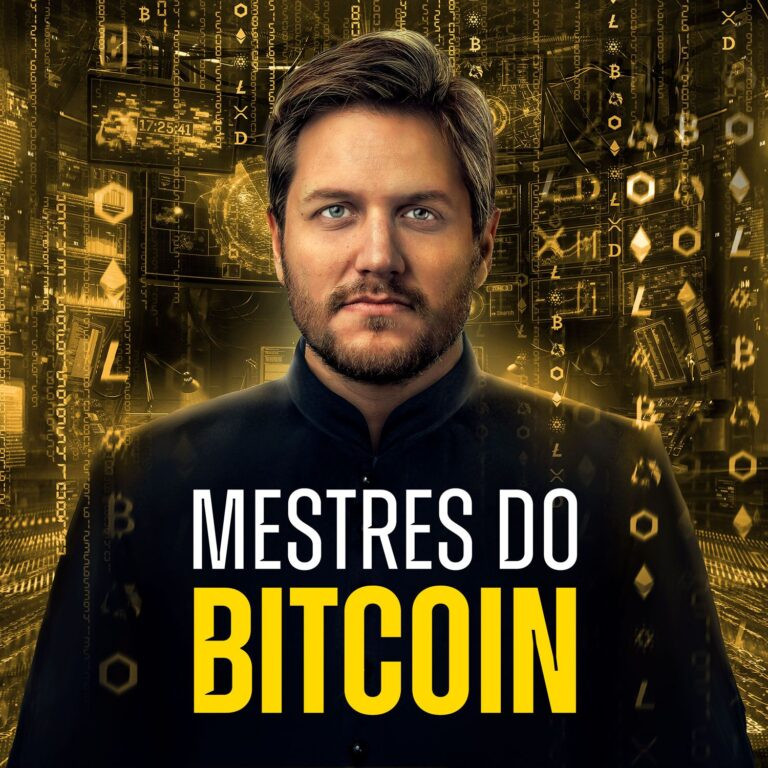 Mestres do Bitcoin: Aprenda a Investir em Cripto com Segurança 3 Capa do curso Mestres do Bitcoin mostrando gráficos de Bitcoin e estratégias de trading