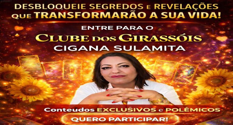 Cigana Sulamita apresentando o Clube dos Girassóis, clube de assinatura com previsões espirituais