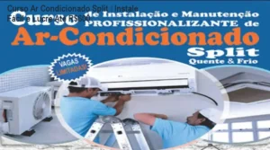 Aluno praticando a instalação de um ar condicionado split Hi‑Wall após assistir ao curso de Hudson Lopes