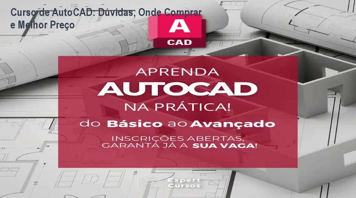 Imagem do Curso de AutoCAD mostrando tela de desenho 3D e bônus de blocos CAD