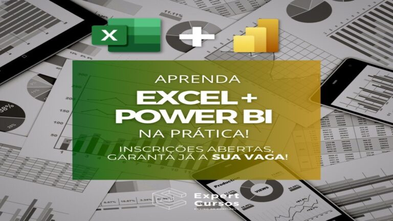Tela do curso Domine Excel e Power BI mostrando planilhas e dashboards criados pelos alunos