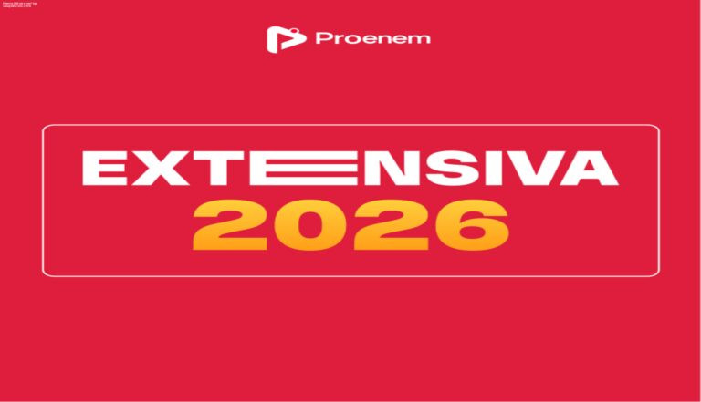 Estudante acompanhando videoaula do curso Extensiva 2026 em notebook com cronograma de estudos