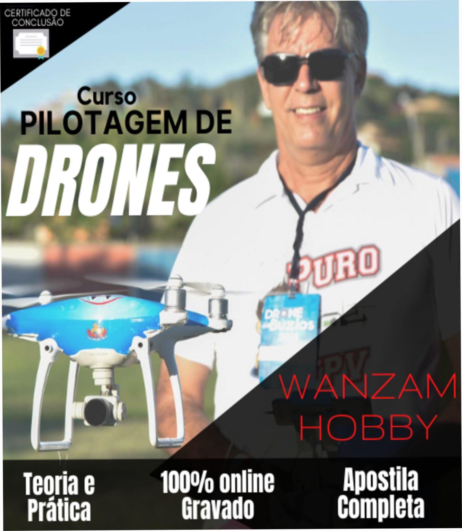 Curso online de pilotagem de drones Wanzam Hobby com cupons e promoções para economizar