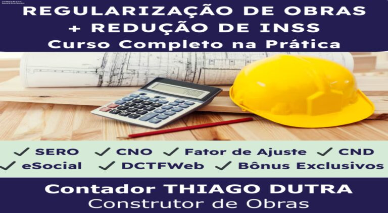Imagem do curso de redução de INSS em obras mostrando o certificado e a planilha do Fator de Ajuste