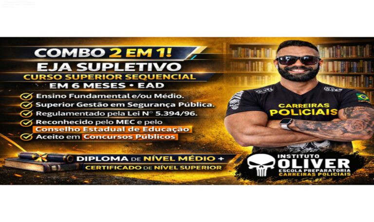 Imagem promocional do Curso Superior Sequencial de Gestão em Segurança Pública e Privada com destaque para certificado rápido e preço promocional