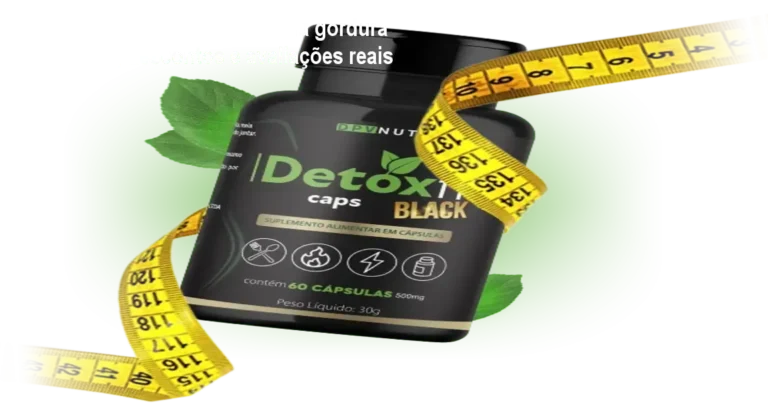 Frasco de Detox Fit Caps Black sendo usado por adulto para queimar gordura e controlar o apetite