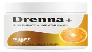 Frasco de DRENNA+ com gotas, mostrando como o suplemento ajuda a queimar gordura rapidamente