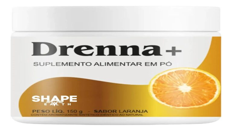 Frasco de DRENNA+ com gotas, mostrando como o suplemento ajuda a queimar gordura rapidamente