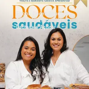 Ebook Doces Saudáveis 2.0: Sabor sem Glúten, Lactose e Açúcar 1 Capa do Ebook Doces Saudáveis 2.0 mostrando doces coloridos sem açúcar, glúten ou lactose