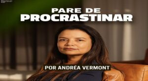 Capa do ebook Pare de Procrastinar da Dra. Andréa Vermont mostrando a solução psicológica para vencer a procrastinação