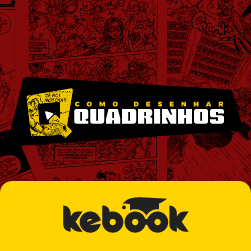 Ilustração de um estúdio de quadrinista com mesa de desenho, materiais de arte e painéis de storyboard, inspirada no tutorial ‘Como Desenhar Quadrinhos’ de Thiago Spyked.