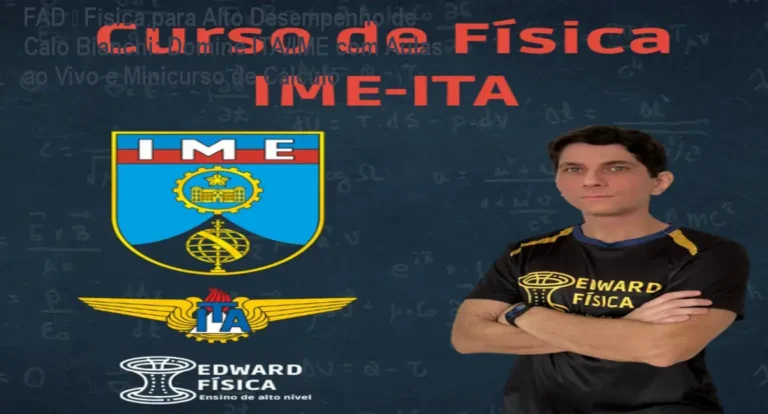Estudante assistindo aula ao vivo do FAD de Caio Bianchi, praticando exercícios avançados de física para concursos militares