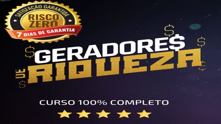 Imagem promocional do curso Geradores de Riqueza mostrando mentalidade financeira e renda passiva
