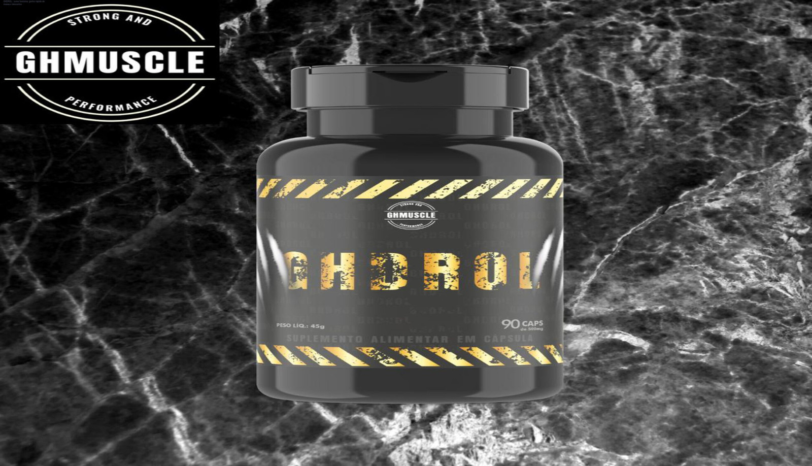 Frasco de GHDROL usado antes do treino para acelerar o ganho de massa muscular