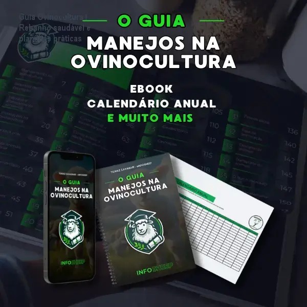 Capa do Guia de Manejo na Ovinocultura mostrando planilhas de controle e calendário para manter o rebanho saudável