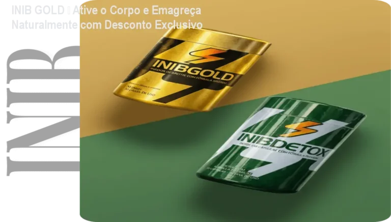 INIB GOLD – Ative o Corpo e Emagreça Naturalmente com Desconto Exclusivo 5 Frasco de INIB GOLD ao lado de cápsulas, mostrando como o suplemento natural ajuda a ativar o metabolismo e controlar o apetite