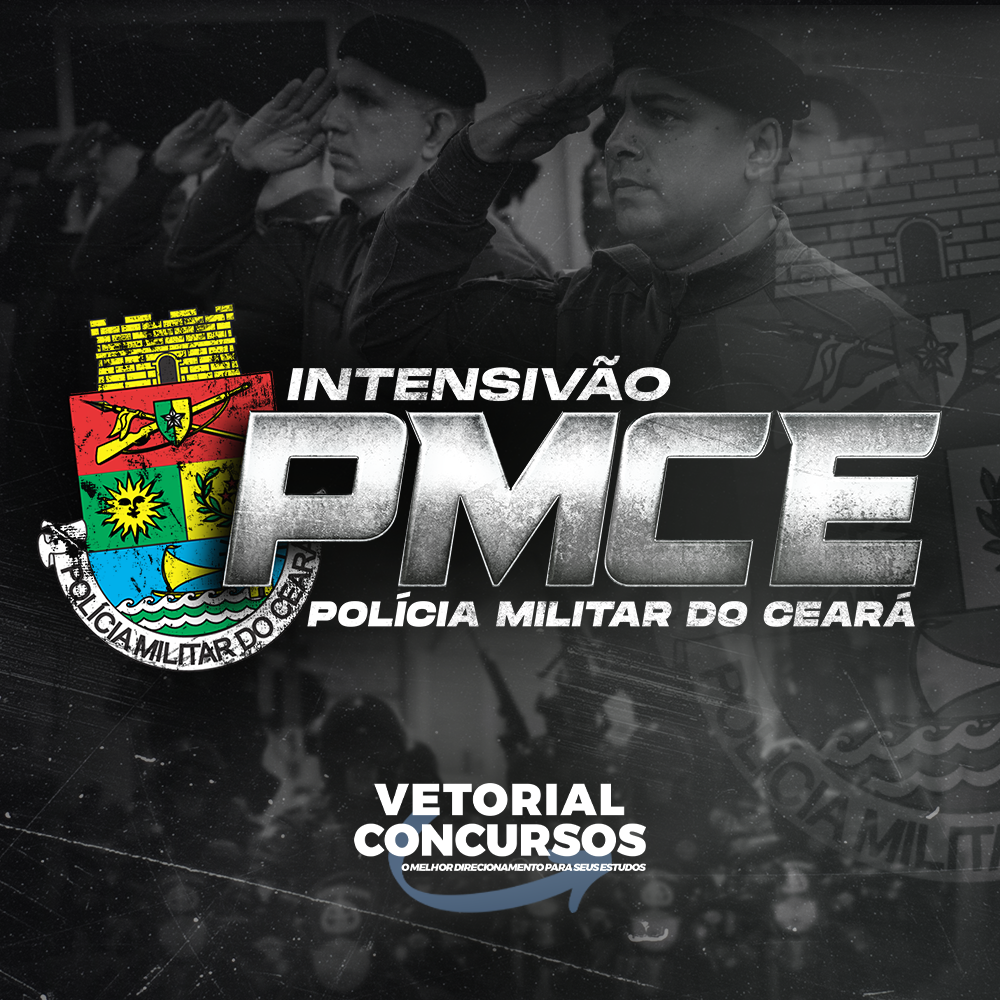 Intensivão PMCE: Estude Focado e Aprova na PMCE 1 Curso online Intensivão PMCE com PDFs Mágicos, cronograma 90 dias, flashcards e mentoria psicológica para concurso da Polícia Militar do Ceará