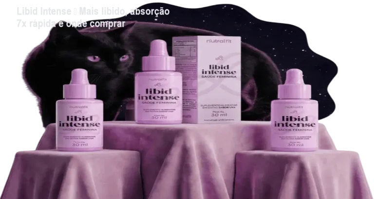 Frasco de Libid Intense com gotas sublinguais, mostrando como usar para mais libido feminina