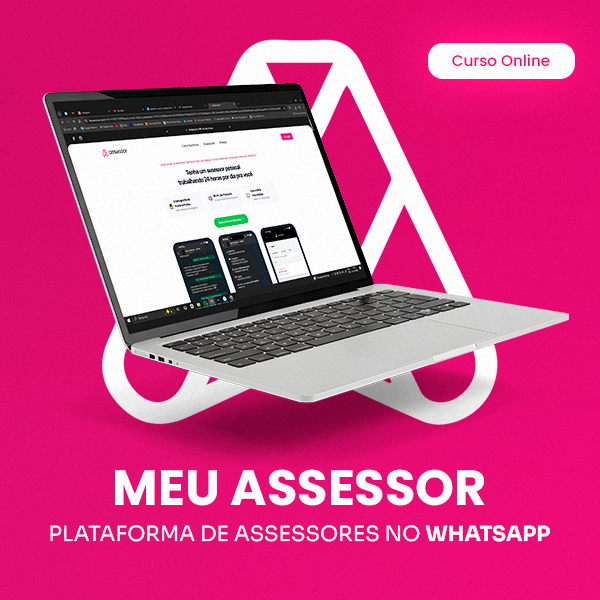 Imagem promocional do serviço Meu Assessor mostrando integração com WhatsApp e Google Agenda para organizar finanças e agenda