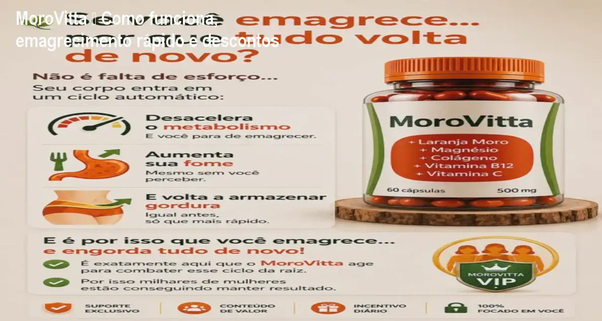 MoroVitta – Como funciona, emagrecimento rápido e descontos 1 Frasco de MoroVitta em cápsulas ao lado de frutas, mostrando a solução natural para emagrecer e firmar a pele