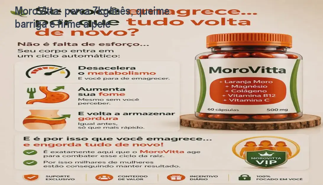 Frasco de MoroVitta em cápsulas, mostrando a solução natural para queimar gordura abdominal e firmar a pele