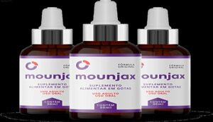 Frasco de Mounjax gotas sublinguais mostrando a prática de usar 12 gotas para queimar gordura e acelerar o metabolismo