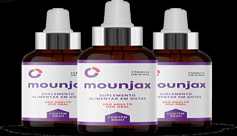 Frasco de Mounjax gotas sublinguais mostrando a prática de usar 12 gotas para queimar gordura e acelerar o metabolismo