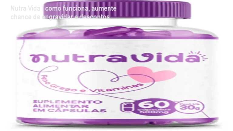 Frasco de Nutra Vida, suplemento natural de feno‑grego que ajuda a equilibrar hormônios e aumentar a chance de engravidar