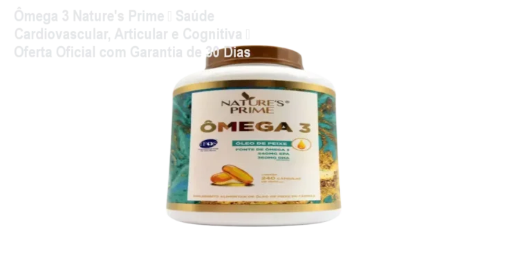 Cápsulas de Ômega 3 Nature's Prime sendo consumidas para melhorar a saúde do coração e das articulações