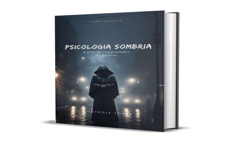 Capa do e‑book Psicologia Sombria mostrando técnicas de leitura de linguagem corporal e detecção de mentiras