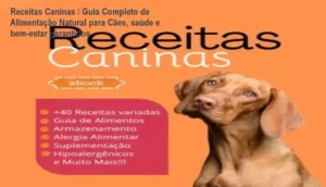 Capa do eBook Receitas Caninas mostrando refeições caseiras saudáveis para cães