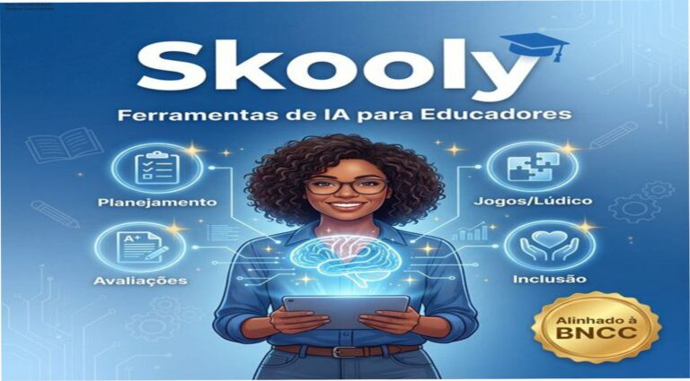 Imagem ilustrativa da plataforma Skooly mostrando geração automática de planos de aula com IA