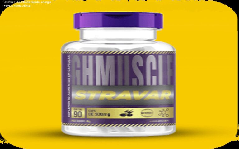 Cápsulas de Stravar ao lado de uma cama, mostrando uso antes de dormir para ganho muscular e energia