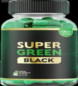 Frasco de Super Green Black com cápsulas para emagrecimento rápido e queima de gordura