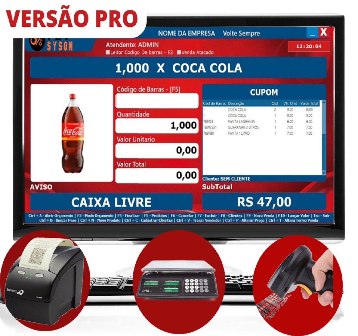 Captura do SysOn PDV Pro mostrando interface intuitiva e rápida para vendas