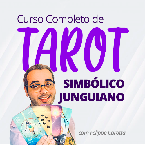 Tarot Simbólico Junguiano: autoconhecimento profundo por R$57 4 Curso online Tarot Simbólico Junguiano de Felippe Carotta, 60h, interpretação psicológica dos arcanos maiores