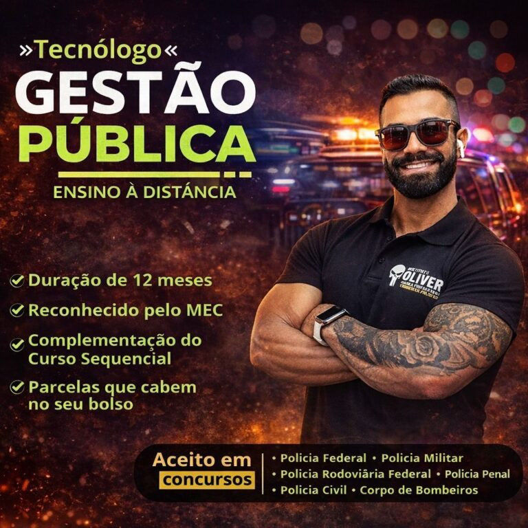 Tecnólogo Gestão Pública EAD: diploma em 12 meses e aprovação 7 Curso online Tecnólogo em Gestão Pública do Instituto Óliver, diploma válido para concursos em 12 meses