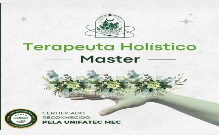 Imagem da tela do curso Terapeuta Holístico Master mostrando o certificado MEC e a carteira profissional inclusa