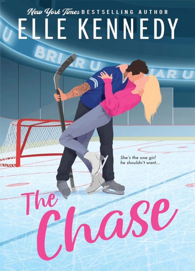 Book cover of The Chase by Elle Kennedy featuring grumpy hockey player and sunshine roommate romance