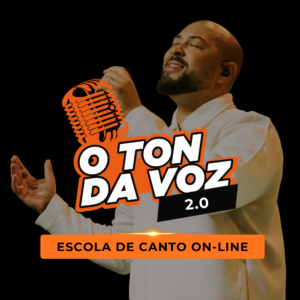 Imagem promocional do curso Ton da Voz By Ton Carfi mostrando um microfone e notas musicais, representando aprendizado de técnica vocal online